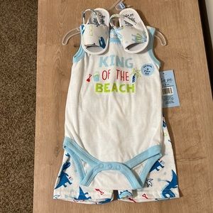 New with tags three piece 6 to 9 month beach outfit